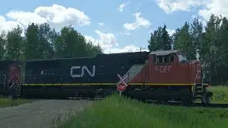 CN Light Power Highballing Through Evansburg, CN Edson Sub!