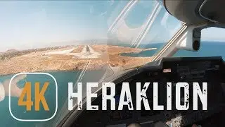 Заход и посадка в Ираклионе, Крит и сильный порыв ветра у полосы