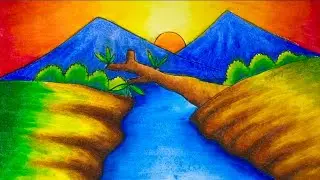 How to Draw Beautiful Mountain and River Scenery | DRAWING MOUNTAINS AND RIVERS