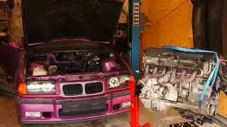 E36 328i - M52B28 engine removal timelapse
