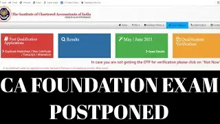 Breaking News | CA Foundation Exam Postponed | CA Foundation Exams May 2021 | ICAI