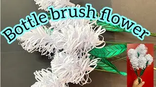 How to make paper bottle brush flower, easy to make paper flower, home decoration idea with paper