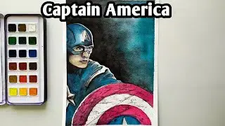 Drawing Captain America | watercolor painting | timelapse | marvel fans | Avengers | Art By Amit .
