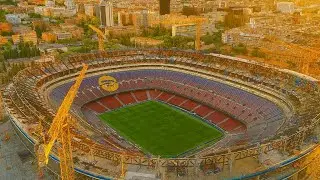 DJI Mini 4 pro drone shot of the mighty Spotify Camp Nou Barcelona Spain  