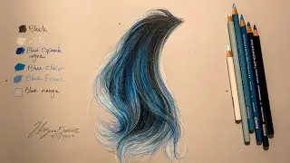 How to Draw Realistic Blue Hair with Colored Pencils | Step-by-Step Tutorial
