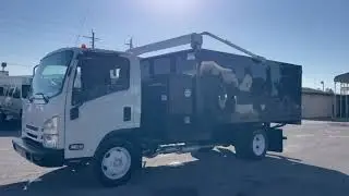 2022 Isuzu NPR-HD 13&prime; Landscape Dump Truck &ndash; Mesh Tarp + Cabinets. Jobsite-Ready.