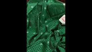 Parsley Green Color Chanderi Banarasi Saree with Silver Graph Checks