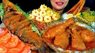 ASMR:SPICY RADHUNI MOSLAI PANGAS MACHER JHAL+SPICY CHICKEN+DIM+KHICHURI‼️ZAKIA-SPICY ASMR