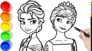How to draw Elsa Anna Frozen Cartoon
