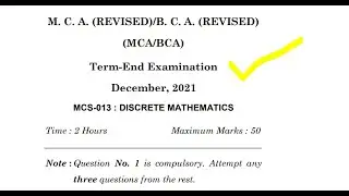 MCS-013 Discrete Mathematics Last Year Question Paper | Mcs013 Question Paper Examination  Master