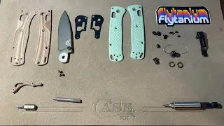Flytanium Natural Linen Micarta Crossfade Scales for Benchmade's Mini Bugout. Disassembly (Part 1)