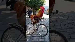 Chicken Rides a Bicycle and Races Another Rooster! 🐔🚴&zwj;♂️🤣