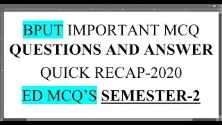 PART 3 SEM 2 IMPORTANT MCQ QUESTIONS FOR ENTREPRENEURSHIP DEVELOPMENT BPUT ONLINE EXAMINATION