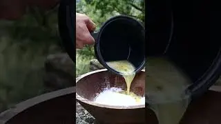 WILD APPLE PIE ON THE CAMPFIRE in a Dutch oven (Teaser) #bushcraft #campfire #cooking #asmr #outdoor
