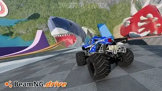 Monster Truck Vs Shark Cave | Satisfying Rollover Crashes | BeamNG Drive