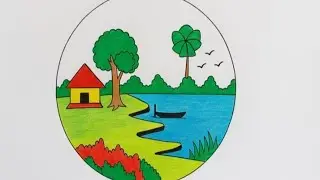 How to Drow natural scenary drowning step by step art boat drowning 