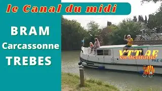 de Bram (Alzonne) à Trèbes (Rustiques) sur le canal du midi en VTT AE avec remorque bien chargés.