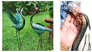 Unboxing Outdoor Garden Crane Beautiful Lifelike Heron Lawn Decor For Your Home