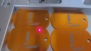 Making key chains with the 30 watt fiber laser.