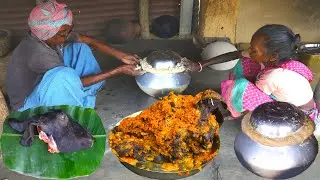 Full Goat Head Steamed Masala fry recipe by our grandfather & grandmother | Unique style head recipe