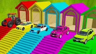 JOHN DEERE , AUDI A6 AVANT , GMC CROWN VICTORIA , LOGAN TCE , DUSTER TCE TRANSPORTING !! FS22