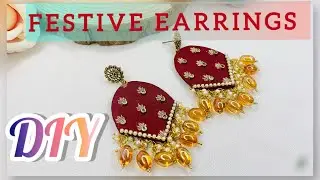 DIY Traditional Fabric Earrings | Easy No-Sew Tutorial with Beads & Pearl|beads_art_and_designs