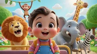 🦁🎵 Zoo Bus Adventure for Kids! | Fun Baby Animals & Nursery Rhyme 🐵 | Learn with Fun