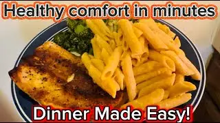 Healthy Easy Dinner | Whole Wheat Penne Pasta, Broccoli & Garlic Butter Salmon | Cena Saludable y Ra