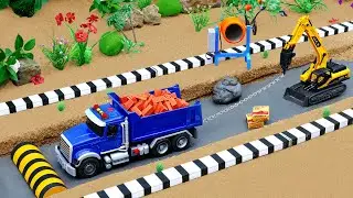 Road Destroyed by Thieves | Mini Construction Equipment Builds It Again &ndash; Science Project
