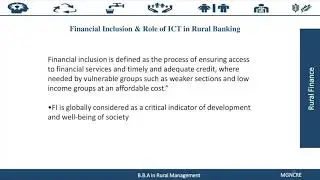 BBA RM - Rural Finance - C2 - S1 - Role of ICT & Digitization