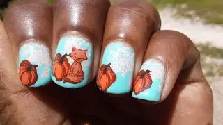🦊Fox and Pumpkins Fall Stamping Nail Art TUTORIAL