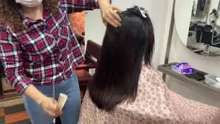 Step hair cut with &ldquo;U&rdquo; shape