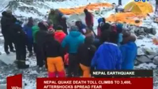 Nepal quake death toll climbs to 3,400, aftershocks spread fear