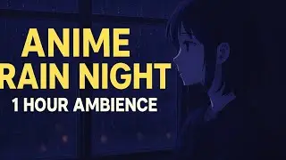 1 HOUR &bull; Anime Rain Night Ambience | Aesthetic Girl Window View | Sleep &bull; Study &bull; Relax 🌧✨