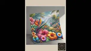 Tropical Paradise Wall Art, Colorful Flowers and Lush Landscapes High-Resolution Print