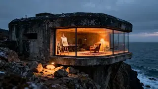 Transforming a Coastal Pillbox into a Sunrise Art Studio (Full Process ASMR)