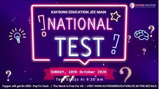 JEE National Tests 2020 | Kaysons Education