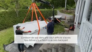 Equipter 8400: Livraison de spa: cour difficile d'acc&egrave;s | Hot tub delivery: hard-to-access backyard