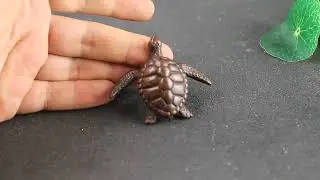 Red Brass Turtle Figurine Sea Animal Statue Miniature Tea Pet Ornament Toy Craft