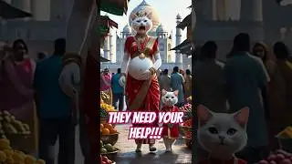 Pregnant cat gives birth in traditional market #cat #funny #animation #kitten #song #trending