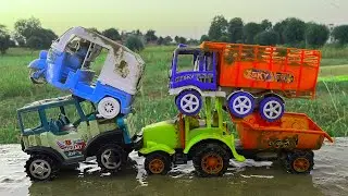 Mini vehicles mudding drive toys | mini auto rickshaw mudding | truck mud | Cocotoys