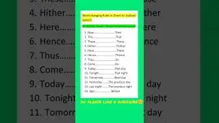 Word Change Rule|| Direct Indirect Narrations#youtubeshorts #shorts