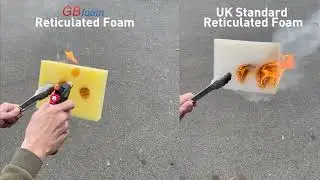 GB Foam Reticulated Foam vs UK Standard Reticulated Foam - Blowtorch Fire Test