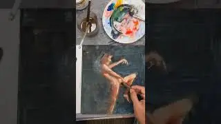 Vilidian, watercolor nude figure 5x