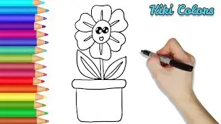How to Draw Happy Flower PART 1 | Teach Drawing for Kids and Toddlers Coloring Page Video