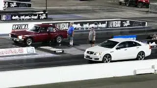 1970's Chevy Nova Vs. Chevrolet Caprice Sedan Drag Race - Las Vegas 6-2-2023 - 4K UHD