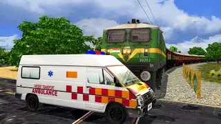 Ambulance Stops at Unmanned Level Crossing & stops train | Railroad crossing train - INDIAN RAILWAYS
