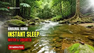 [FAST SLEEP] BINAURAL BEATS 🎧 Flowing Water & Tropical Crickets for Anti-Insomnia & Stress (10 Min)
