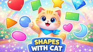 Learn Shapes with Cat 🐱 | Circle Square Triangle | Shapes for Kids