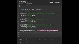 C program to calculate simple interest and Total amount. #expertskeys #cprogram